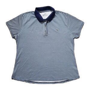 Vineyard Vines Performance Check Polo T-shirt Blue White Embroidered Logo Medium